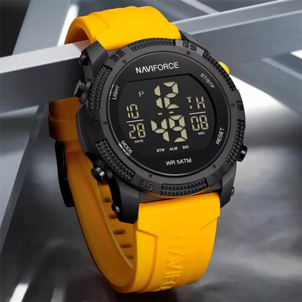 Naviforce digitális vízálló narancssárga fekete férfi karóra
